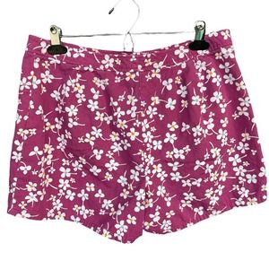 Ann Taylor Loft Shorts Womens Size 12 Pink Floral Flat Front Cotton